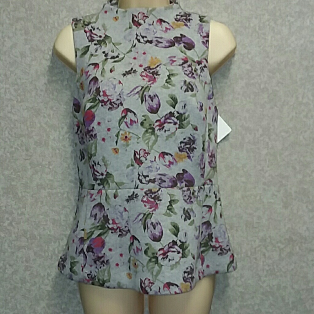 Halogen floral sleveless peplum blouse